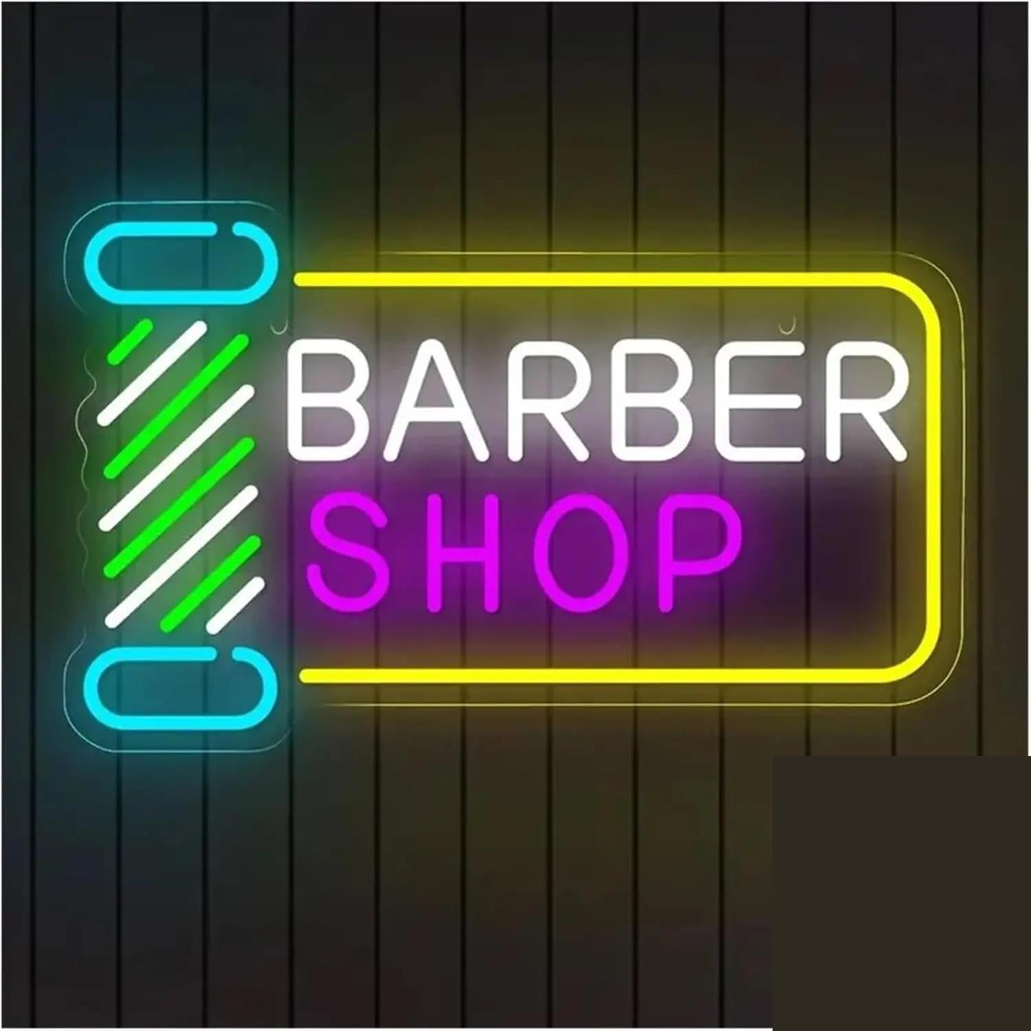 LEMST Signs Lamp Barber Shop Neon Sign for Wall Decor Hanging Art Neon Light Dimmable Business for Bedroom Hair Salon Commercial Shop Decor 31x18.3cm