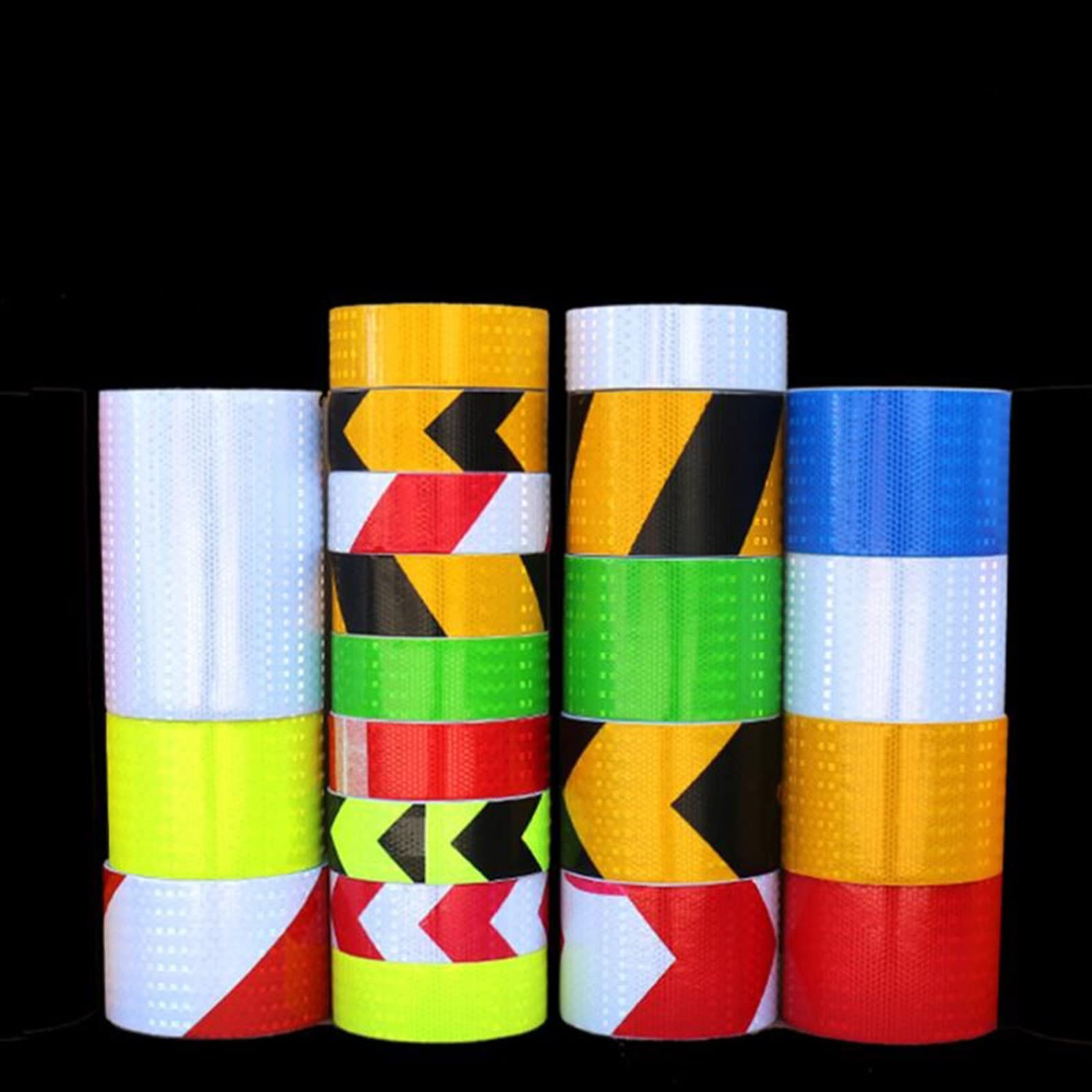 Rollo de Cinta de Advertencia, 10 cm X 25 M, Cinta de Advertencia de Seguridad Reflectante, Cinta de Señalización de Peligro de Rayas Amarillas Claras, Cinta de Precaución de Barrera para Autop