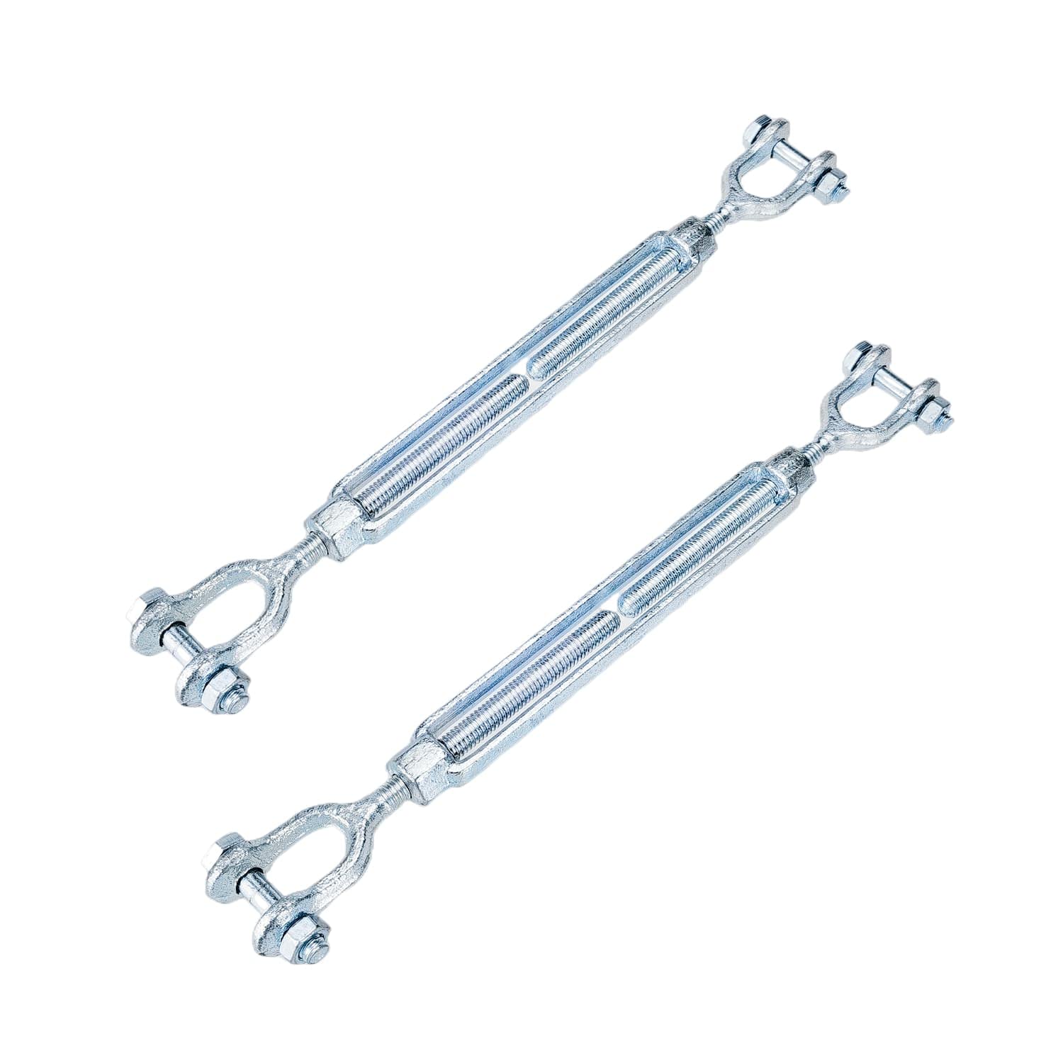 Aebor Hot Dipped Galvanized Steel Jaw and Jaw Turnbuckle,3/8" Threaded Diameter x 6" Take Up, 12" Length,Durable&Weather Resistant(2pcs)