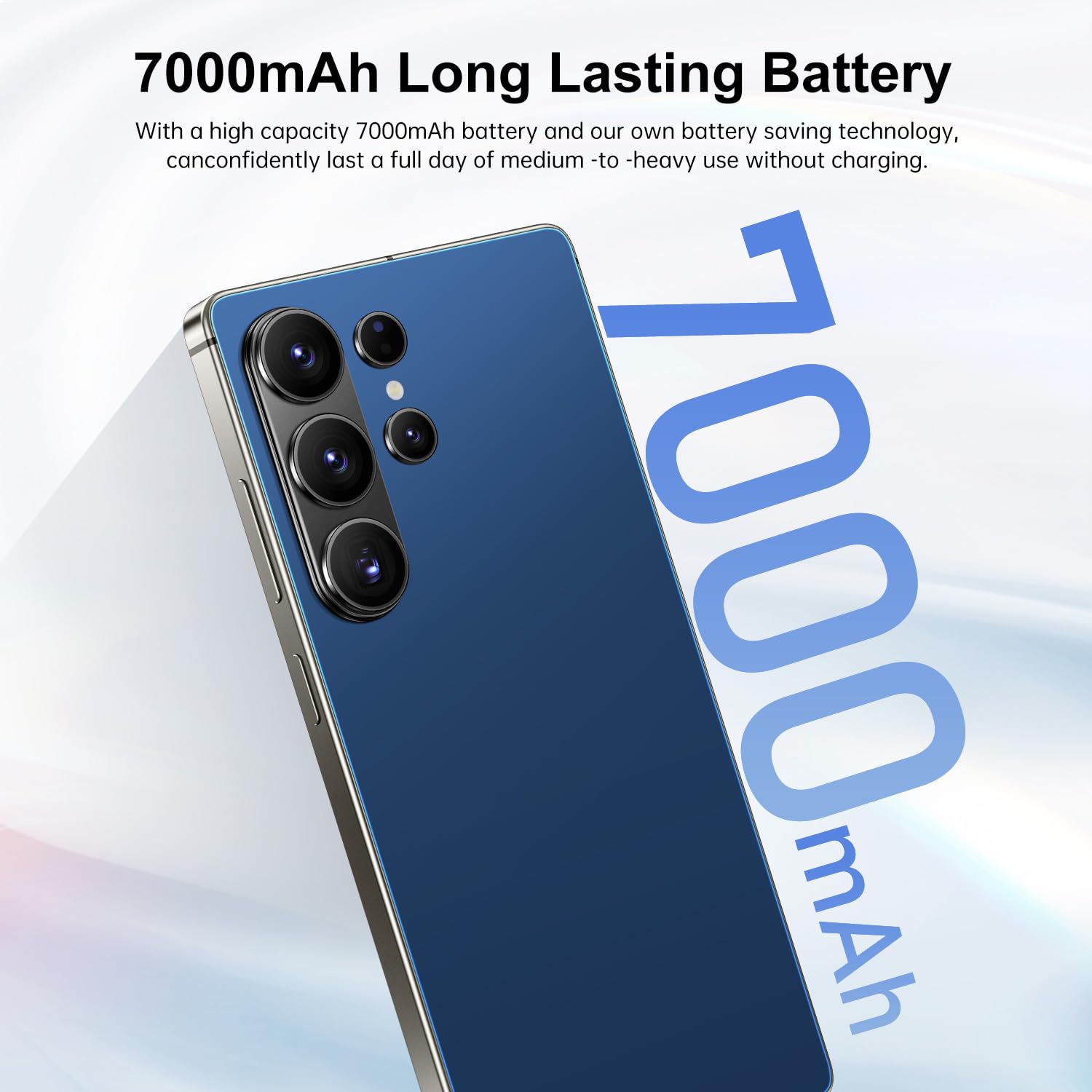Huness S26 Ultra Unlocked Phone,Built in Pen The Phone,Cell Phone Battery 7000mAh 6.99" HD Screen,Android 15 16+512GB Smartphone,Dual SIM/5G/Face ID/Fingerprint Lock/GPS (Deep Blue, 16+512G) — view 6