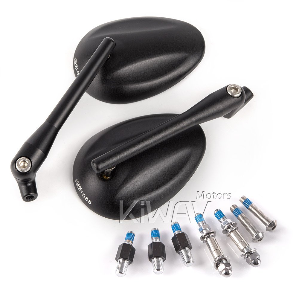 Amazon.com: KiWAV Magazi Ellipse Black Motorcycle Mirrors Aluminum