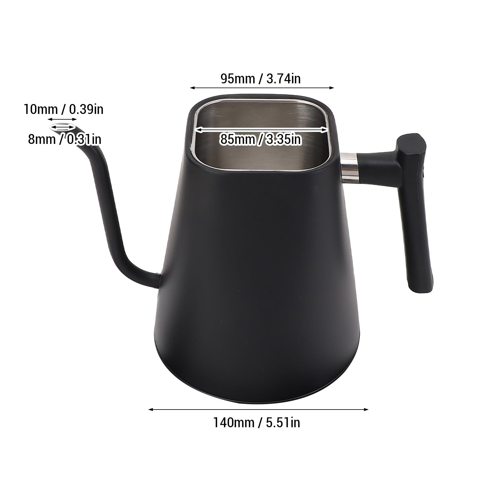 Yinhing Hervidor Eléctrico con Cuello de Cisne, Control de Temperatura, Pantalla LED de Acero Inoxidable 304, para Verter sobre café, Tetera, Negro Mate, 1200W, Preparación Precisa (Enchufe europeo