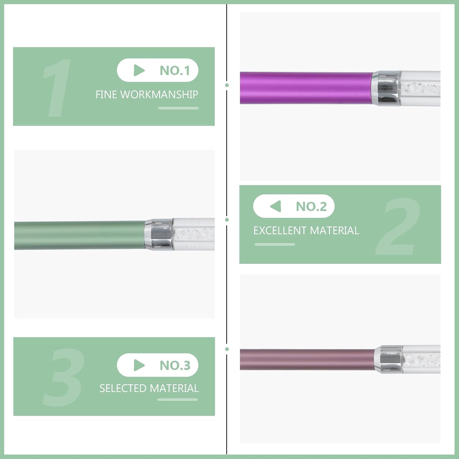 ULTECHNOVO 3-pcs Aluminum Nail Art Shaping Rods Curved Manicure Tools for Acrylic Nail Sculpting DIY Supplies