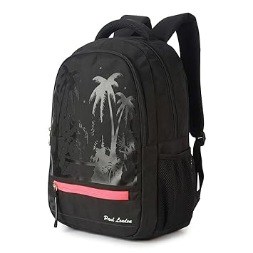 Paul London PixelPro 35L Black Waterproof Laptop Backpack for Men & Women|Polyester Daypack with 15.6 Inch Padded Laptop Compartment|Casual College School Travel Bag|Zipper Closure Everyday Backpack