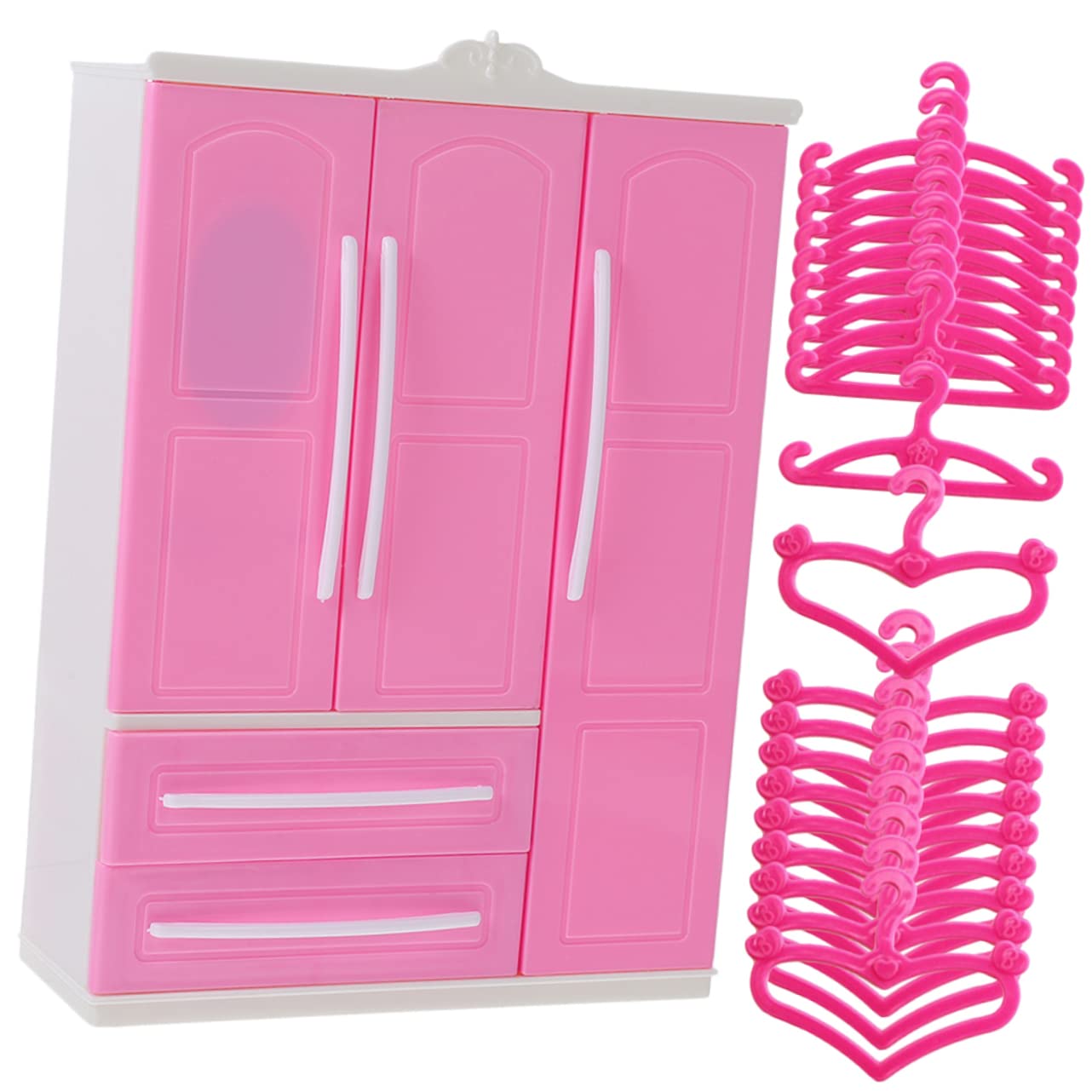 Toddmomy Three-Sided Storage Wardrobe for Dolls Doll Closet Furniture Wardrobe Set Mini Hangers Organizer
