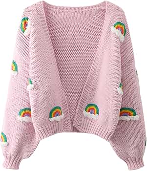 Women Block Open Front Chunky Knit Cropped Cardigan V-Neck