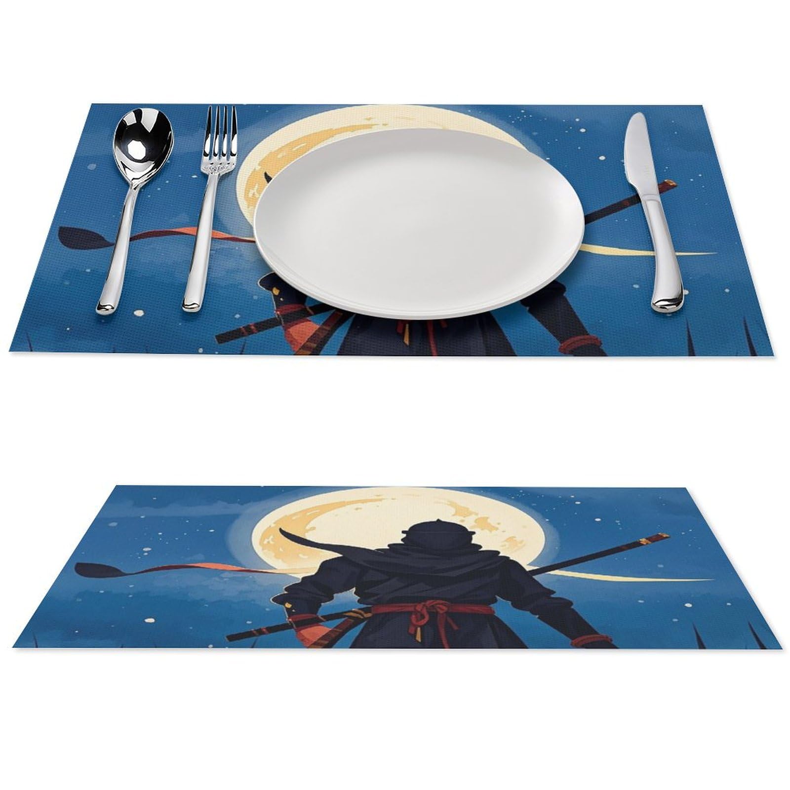 Set de table Ninja aquarelle en vinyle tissé PVC résistant