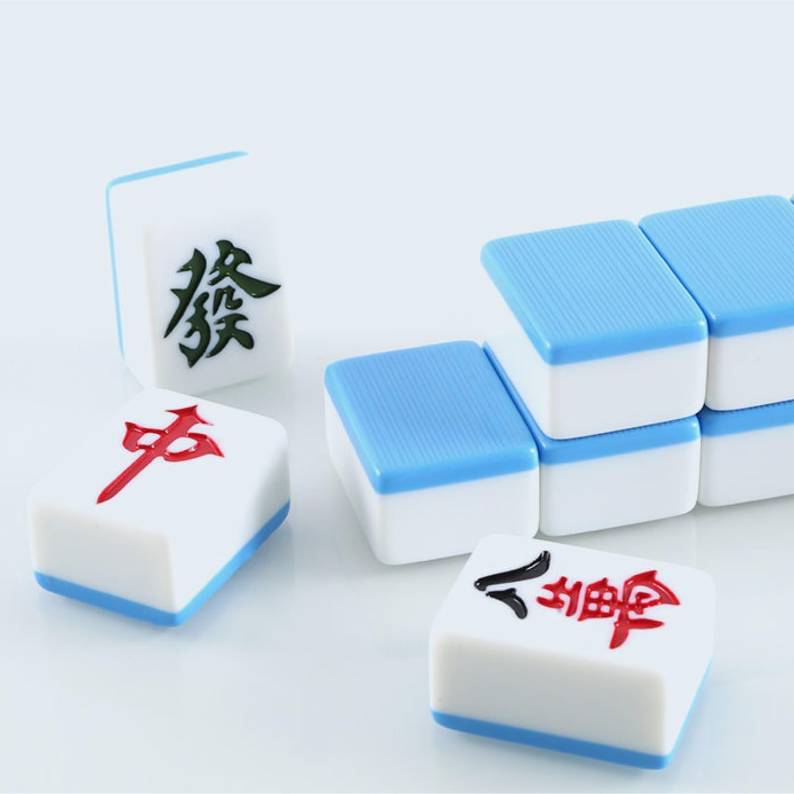 HEAGER Mahjong Lot de 144 tuiles chinoises avec sac de rangement (vert, 46 mm)