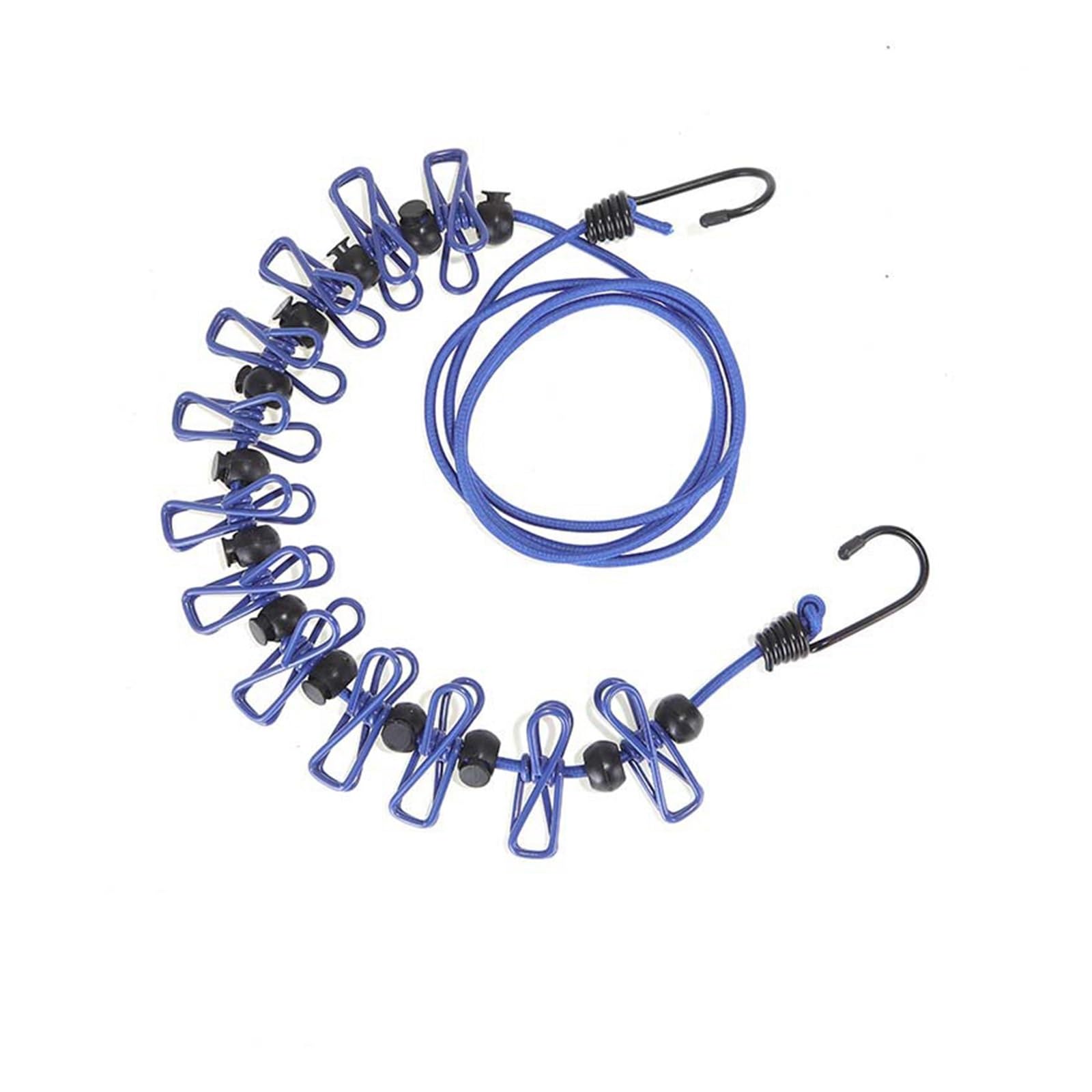 Outdoor Washing Line 2pcs Portable Clothesline 180cm With 12 Clothespins Travel Stretchy Retractable Elastic Laundry Clothe Drying Outdoor Clothe Clips(Blue)