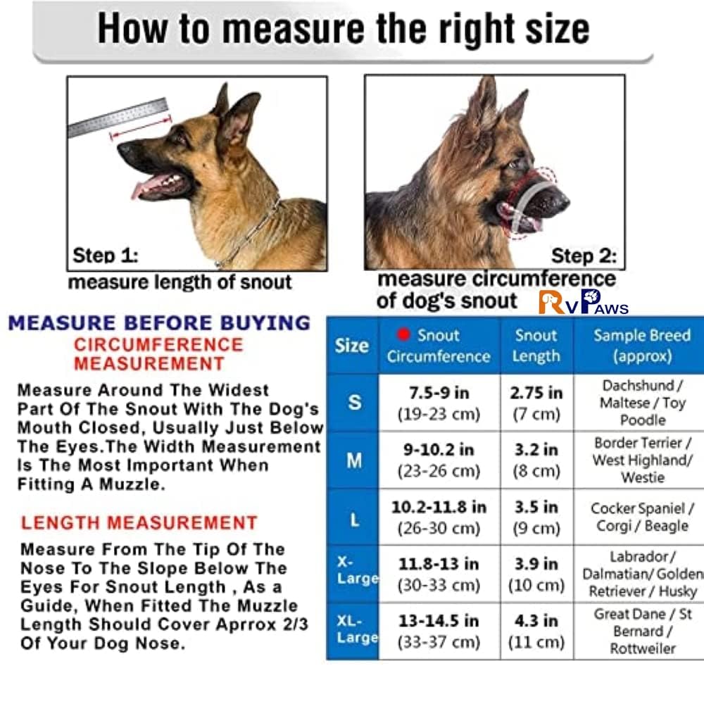 RvPaws Dog Mouth Cover Muzzle/Bite Guard with Adjustable Strap Size (X Large No.- 6) 1
