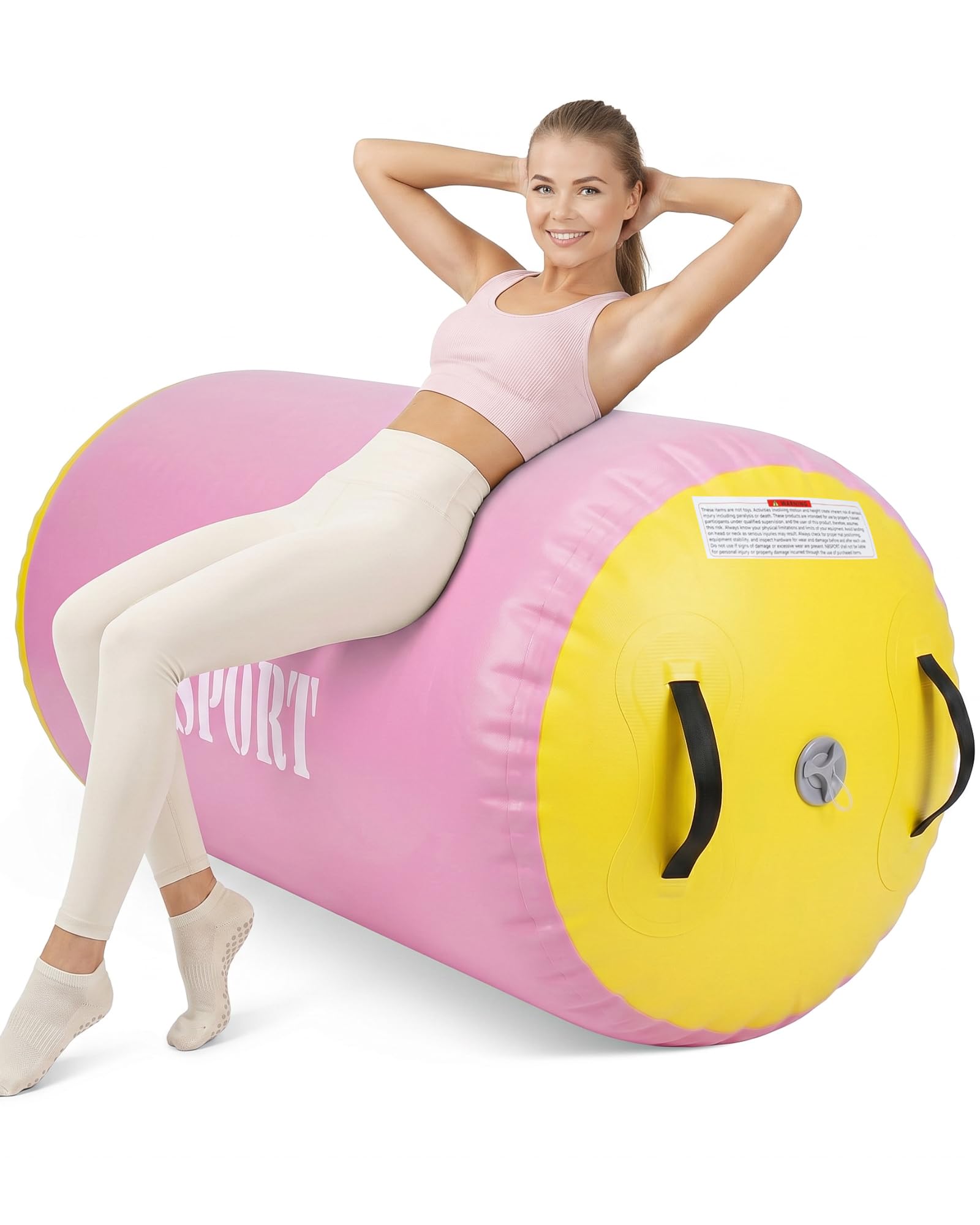Air Barrel - Air Roller Gymnastics Barrel for Back Handspring Trainer, Air Tumble Mat with Pump for Gym Training/Yoga Balance Exercise/Cheerleading/Home and Outdoor Use