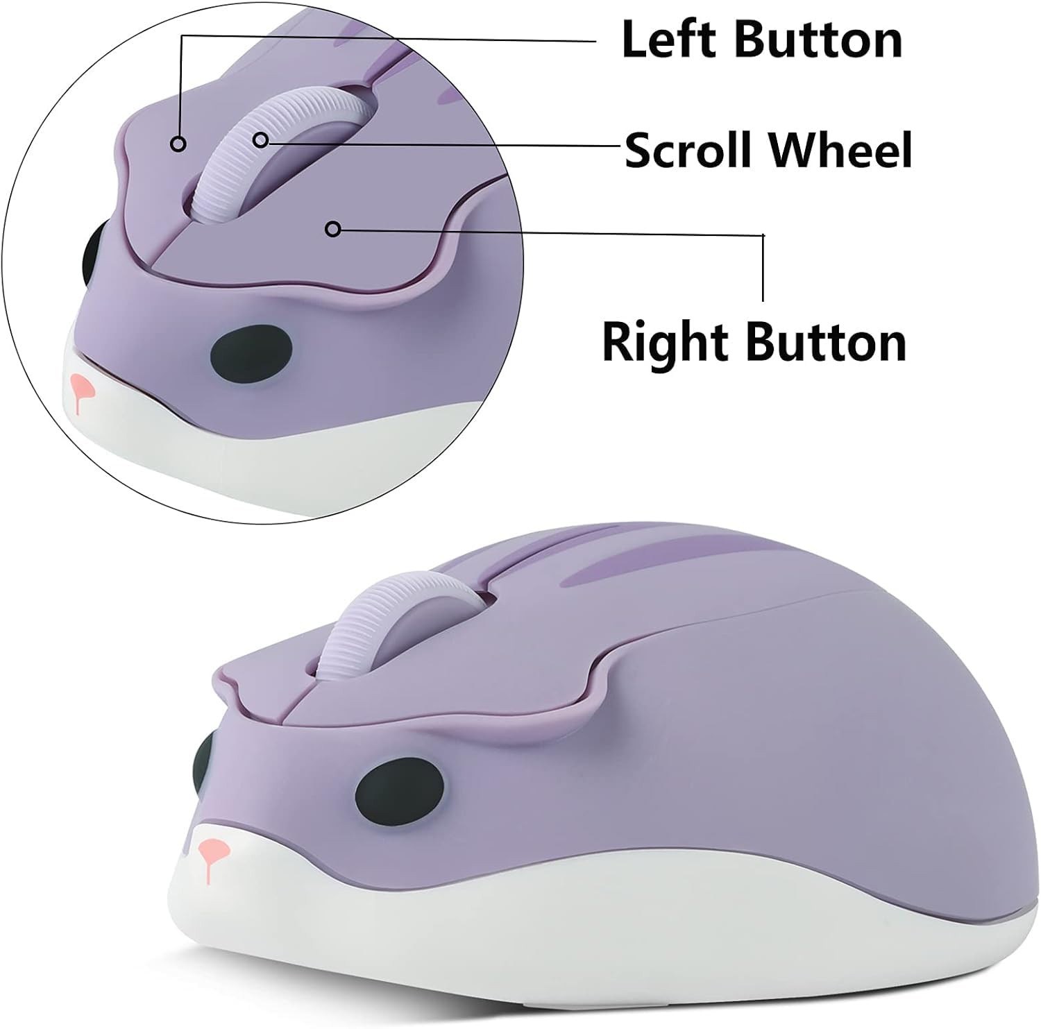 Kabellose Maus, niedliche Hamsterform, weniger Lärm, tragbar, mobil, optisch, 1200 dpi, USB-Maus, schnurlose Maus für PC, Laptop, Computer, Notebook, MacBook, Kinder, Mädchen, Jungen, Männer, Frauen,