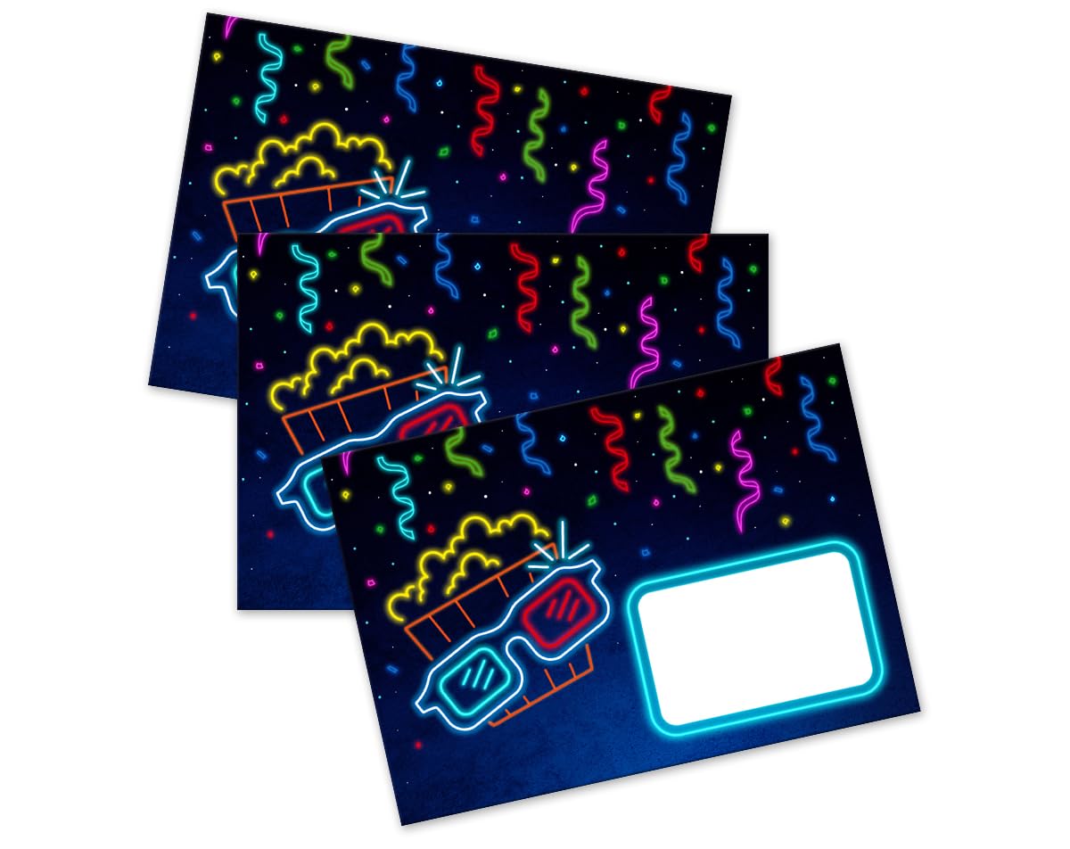 Lot De 12 Cartes D'Invitation Pour 10Ème Anniversaire D'Enfant Cinéma