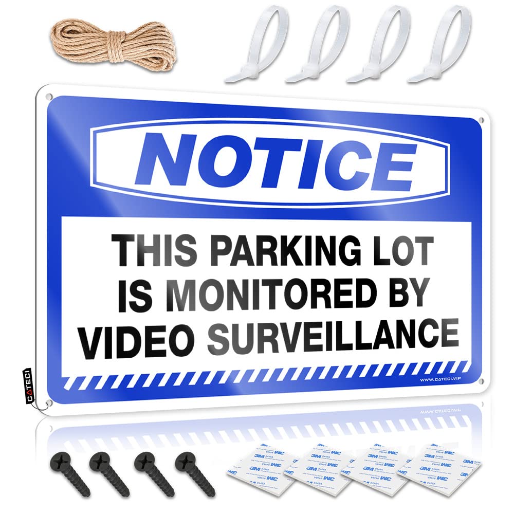 Mwfkkaddb One Color Funny Signs Billiard Notice This Parking Lot Is Monitored By Video Surveillance Tin Sign Metal Beer Signs Funny House Decor(30X40cm)