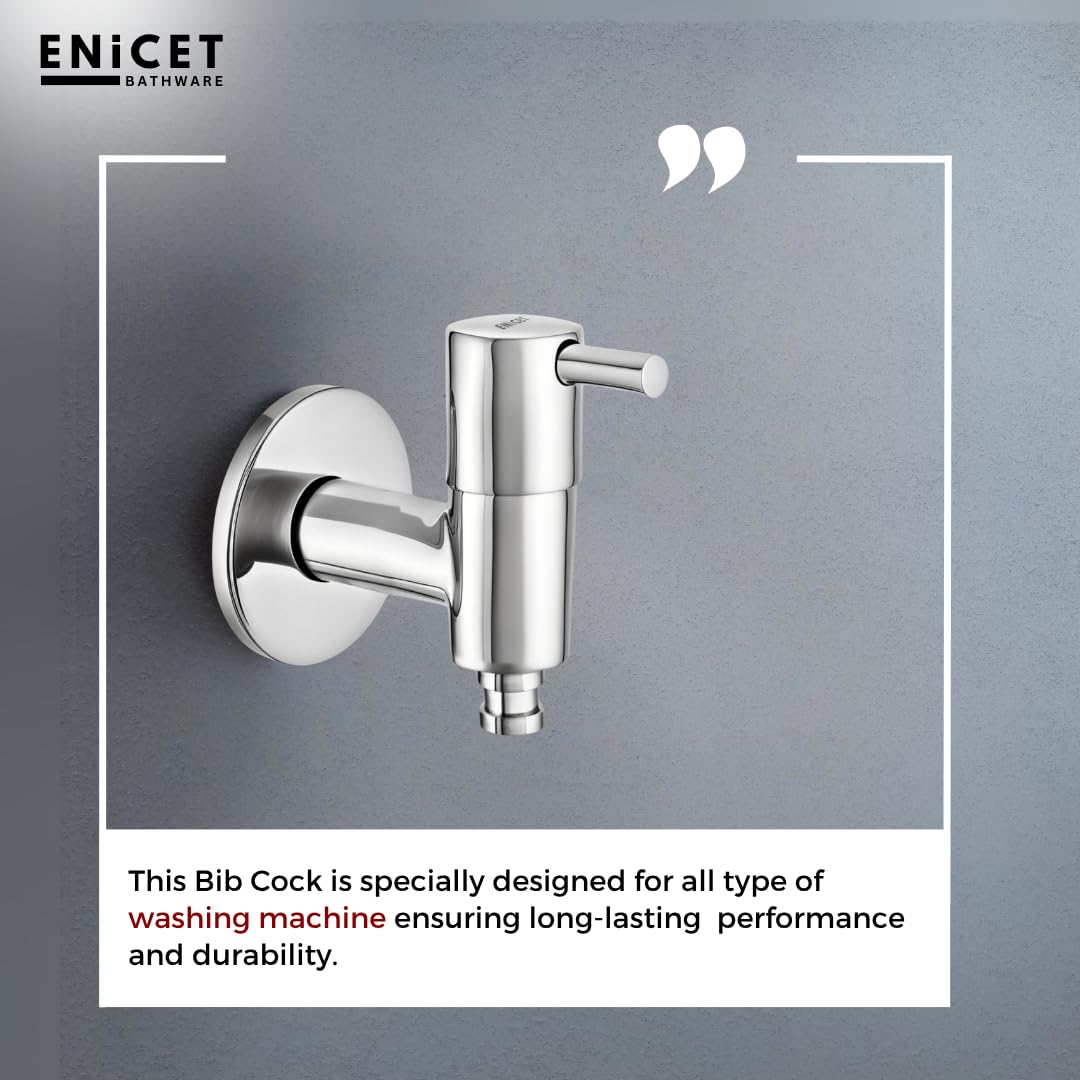 ENICET Washing Machine Tap with Wall Flange, Brass, 7 Years Warranty, Bib Cock for Bathroom, Washing Machine Tap (ABNS105) 3