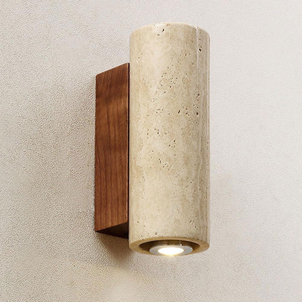 JISHUBO Vintage Farmhouse Style Wall Light, E26 Light Source Yellow Travertine Wall Lamp, Hardwired Indoor Wall Sconce, Restaurant Living Room Balcony Wall Mounted Lighting Fixtures
