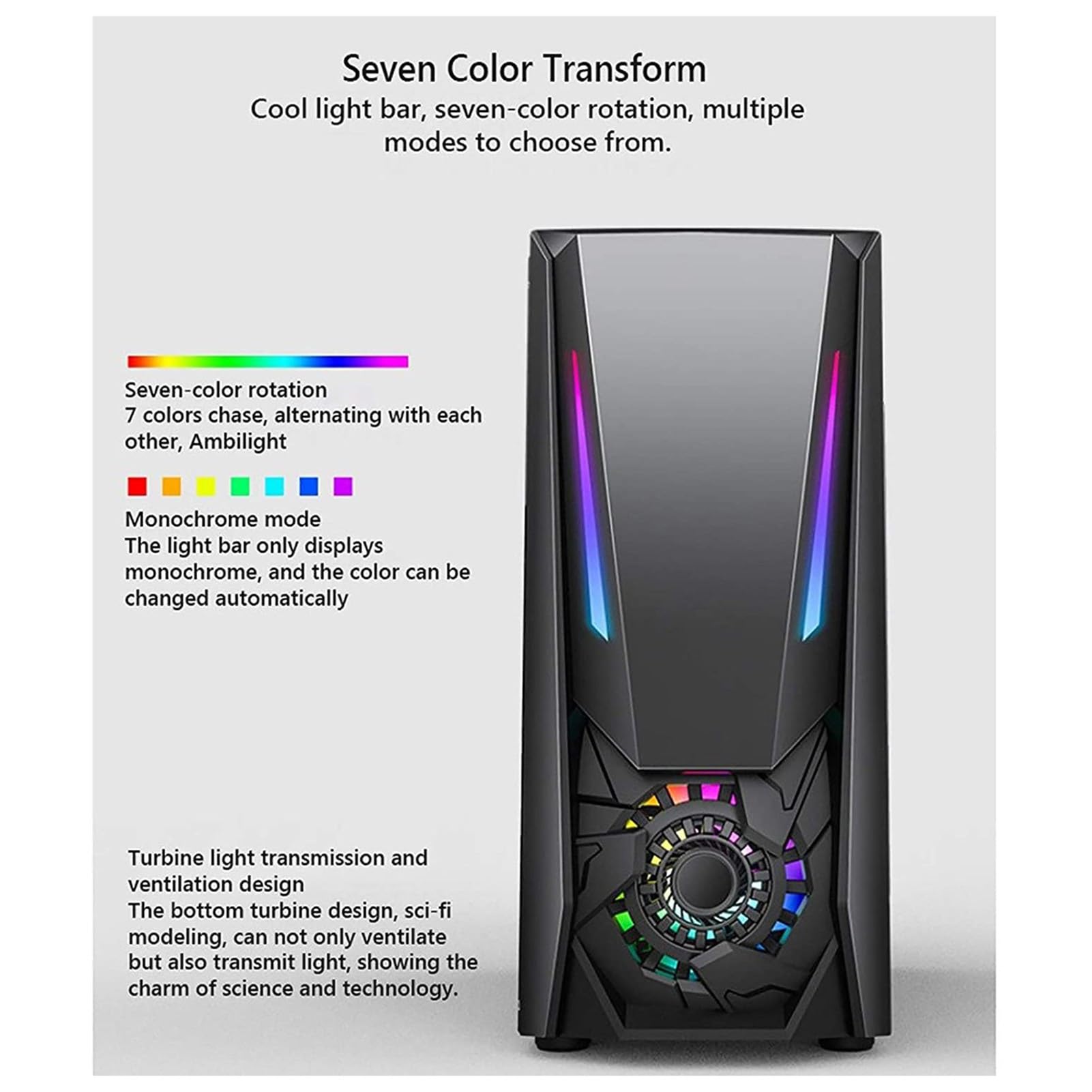 Obudowa Komputera Typu Mid-Tower E-ATX/ATX/M-ATX, Panel Boczny Ze Szkła Hartowanego, Przedni Panel Z Siatki, Obudowa Komputera Stacjonarnego, Tryb Oświetlenia RGB(Black)