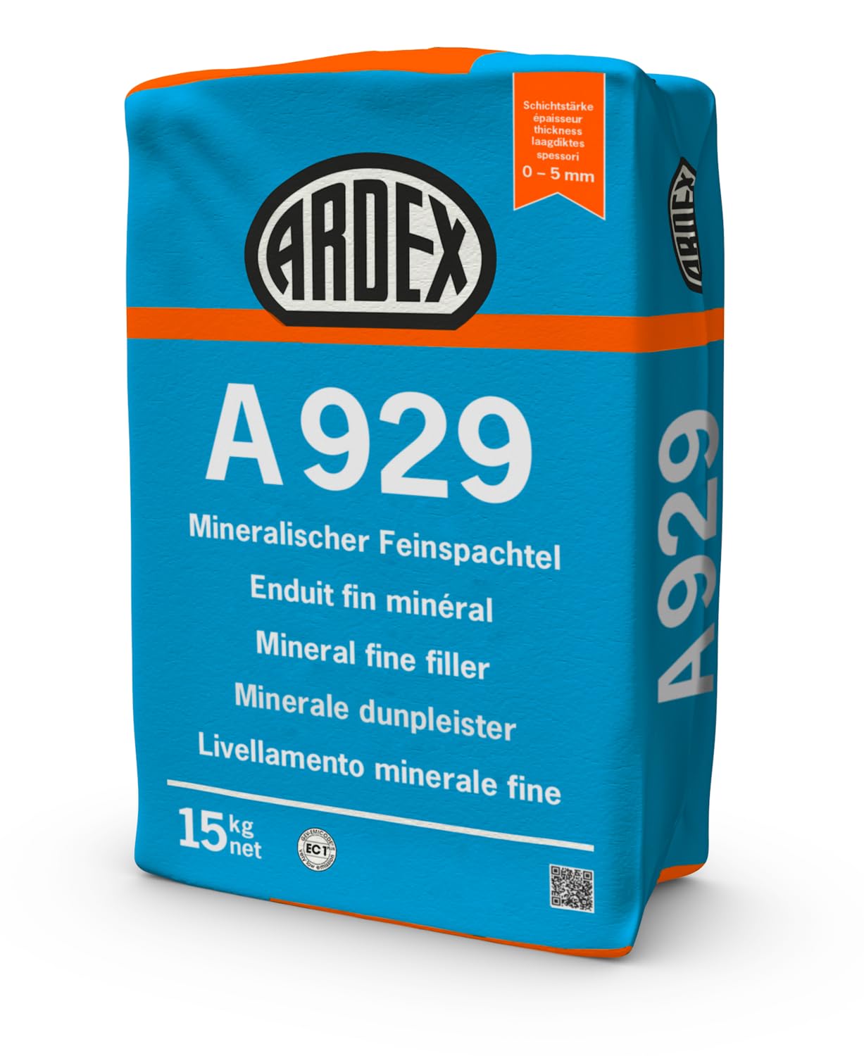 ARDEX A 929 Mineralischer Feinspachtel, 15 kg diffusionsoffen und beugt Schimmelbildung vor
