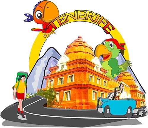 Imán de madera para nevera con imán de Tenerife en España 3D, monumentos de viaje, coleccionables, decoración hecha a mano -102