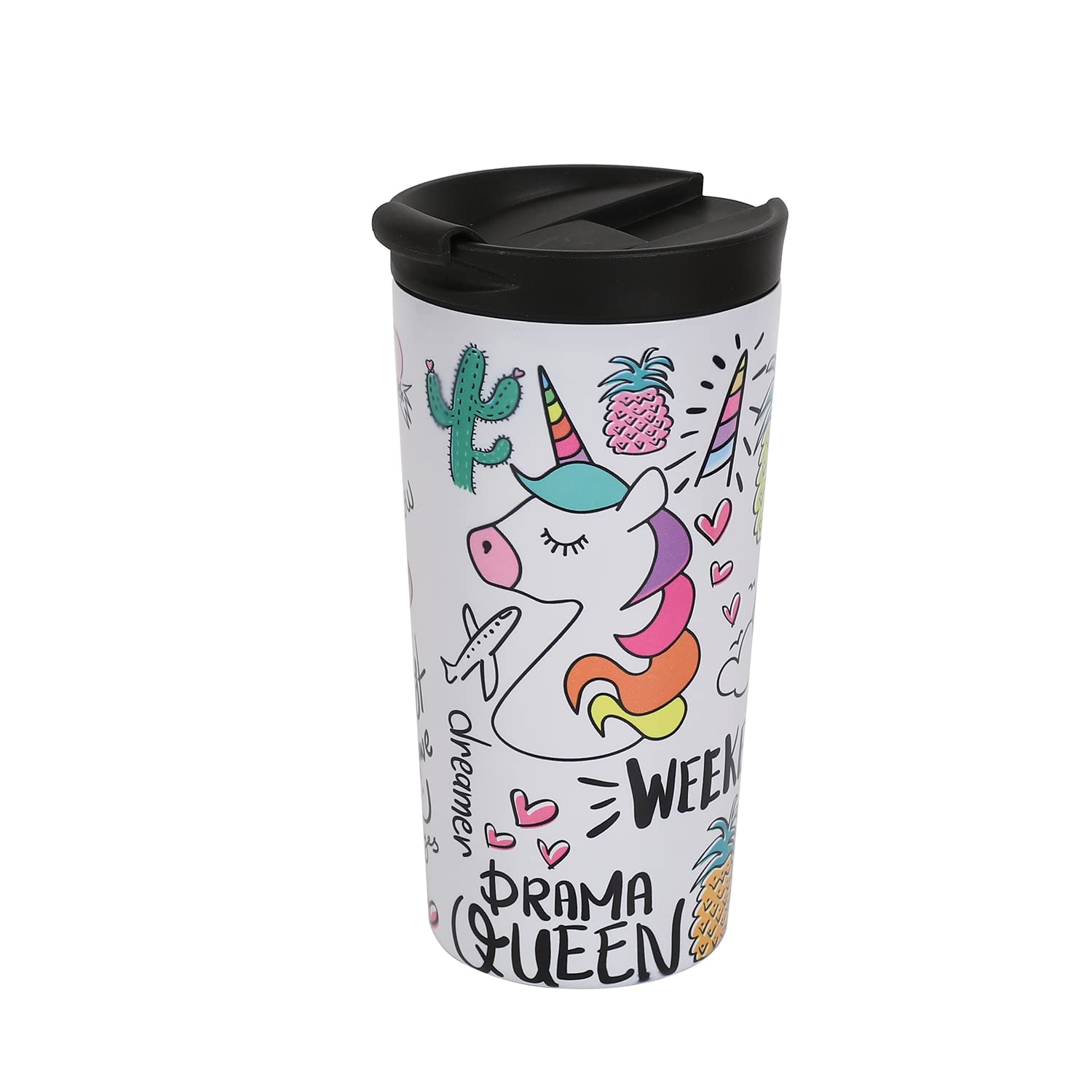 I-TOTAL I-Drink - Thermobecher, Doppelwandig, Stahl, 500 ml (Unicorn)