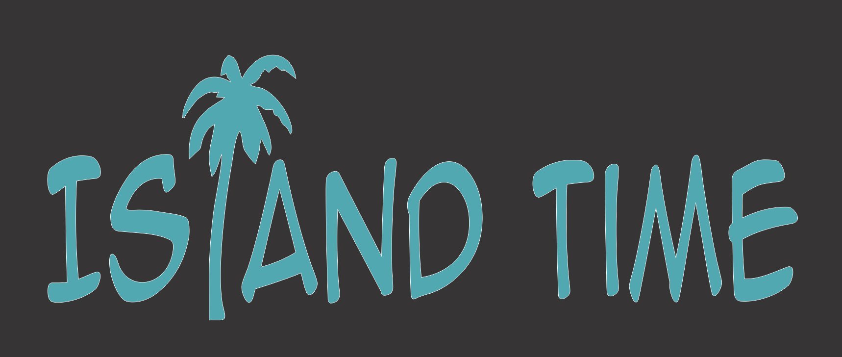 Barking Sand Designs Island Time Palm Tree Turquoise Blue - Die Cut Vinyl Window Decal/Sticker for Car/Truck