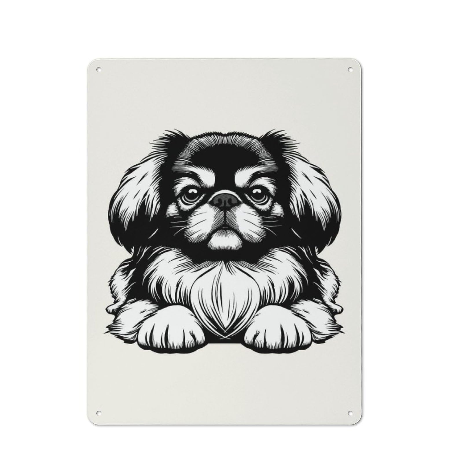 Tin Sign with The Pekingese Design 40x30cm, Understated Studio Wall Plaque for Hobby Room, Office, Lounge Or Living Room