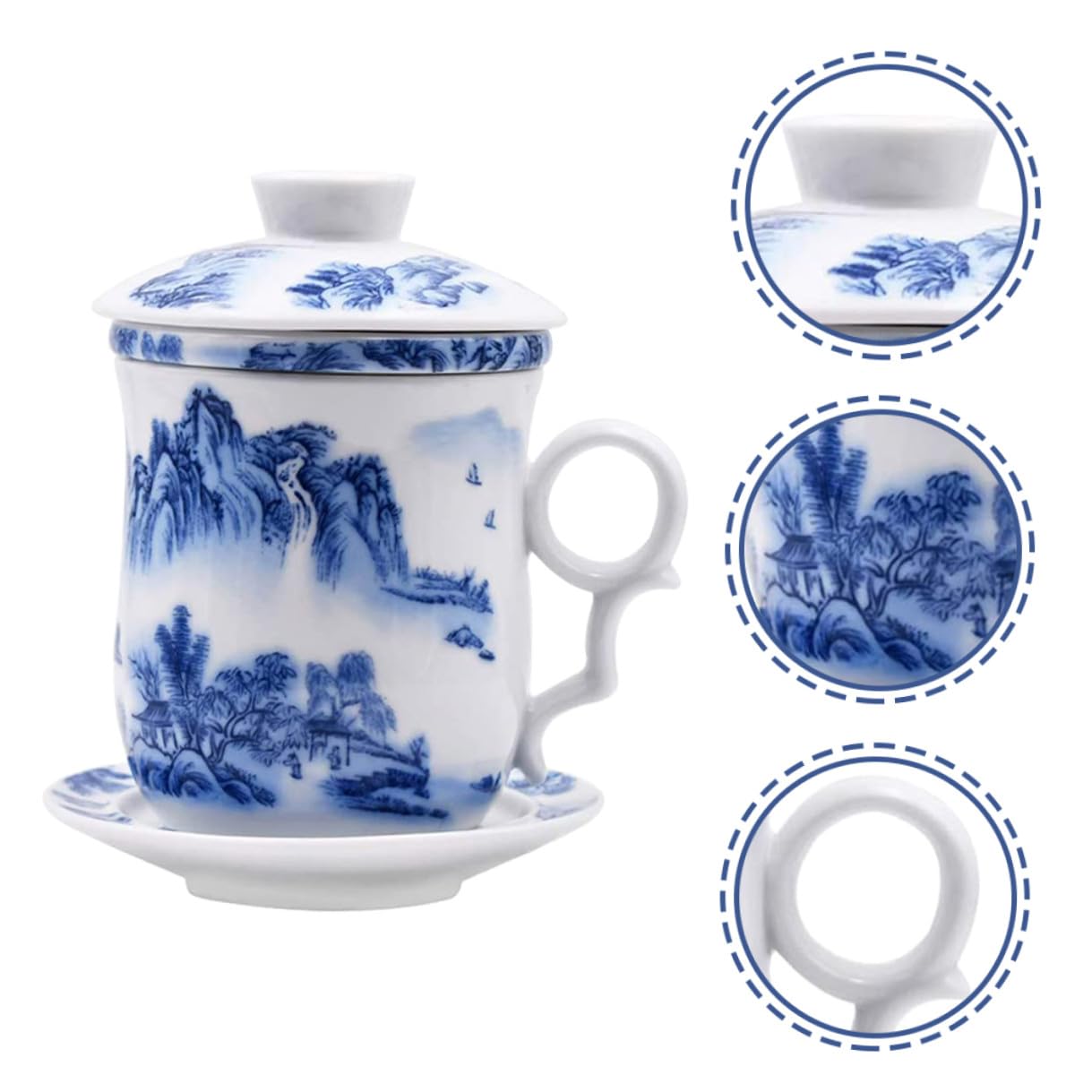 Chinesische Gongfu Teetasse 1 Satz aus Keramik mit Deckel und Untertasse