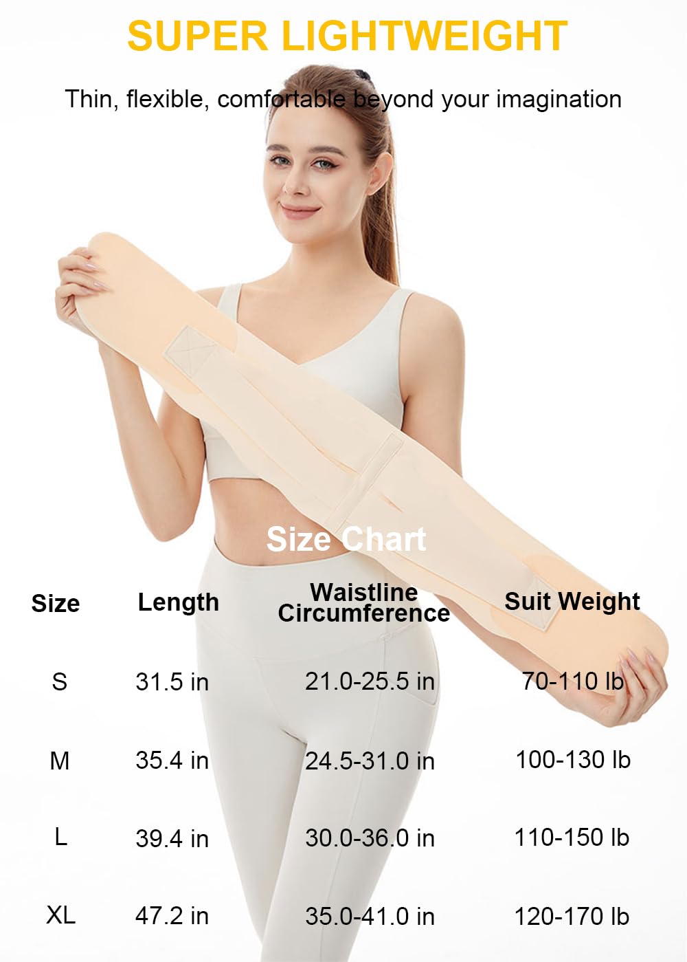 Super Thin Back Brace for Lower Back Pain Women Men, Lumbar Support Waist Support Brace for Women Lower Back Pain Relief Products, Hip Belt Waist Belt Sciatic Nerve Brace for Women Men (Beige, Large) - Image 6