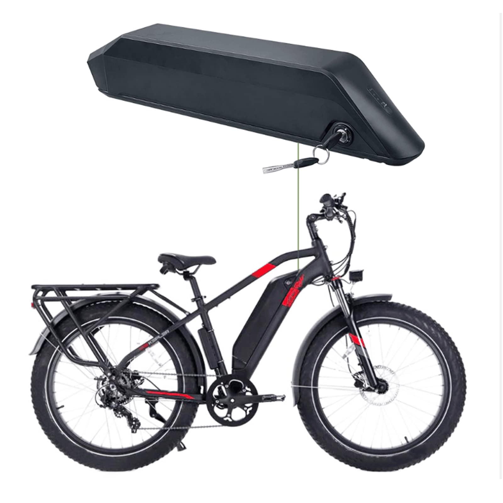 Ebike Akku 48V 52V 17.5Ah 15Ah Akku Unterrohr-Akku für Himiway ruiser, Cruiser Step-Thru 200-1000W Motor, Elektrofahrrad Lithium-Ionen-Akku mit BMS und Ladegerät