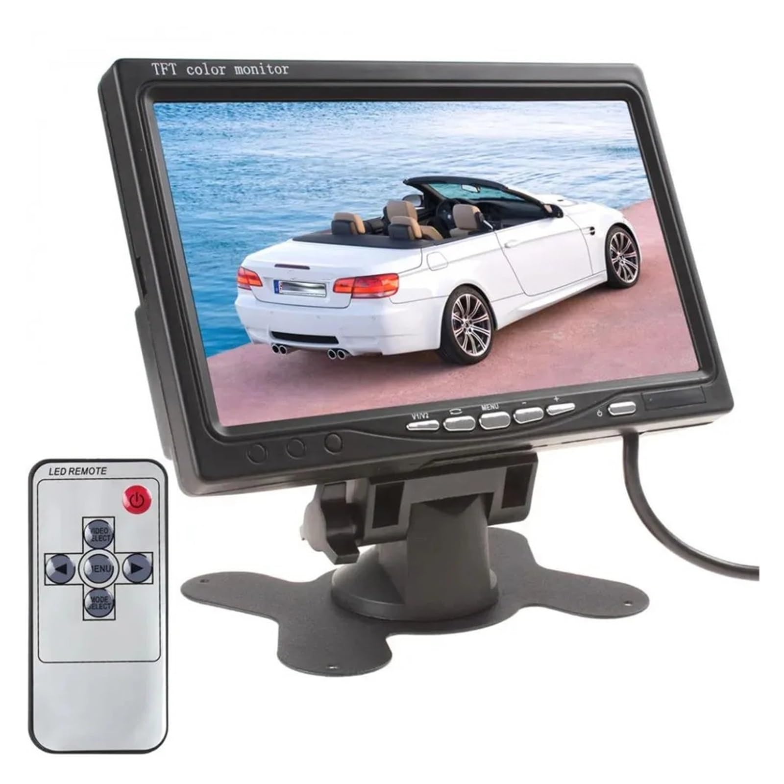 Cámara Trasera Camara Cámara Visión Nocturna Infrarroja 12-24 V Autocaravana Camión Autobús Furgoneta Coche Monitor Visión Trasera 7 Pulgadas Cable AV 10 M(Monitor Only)