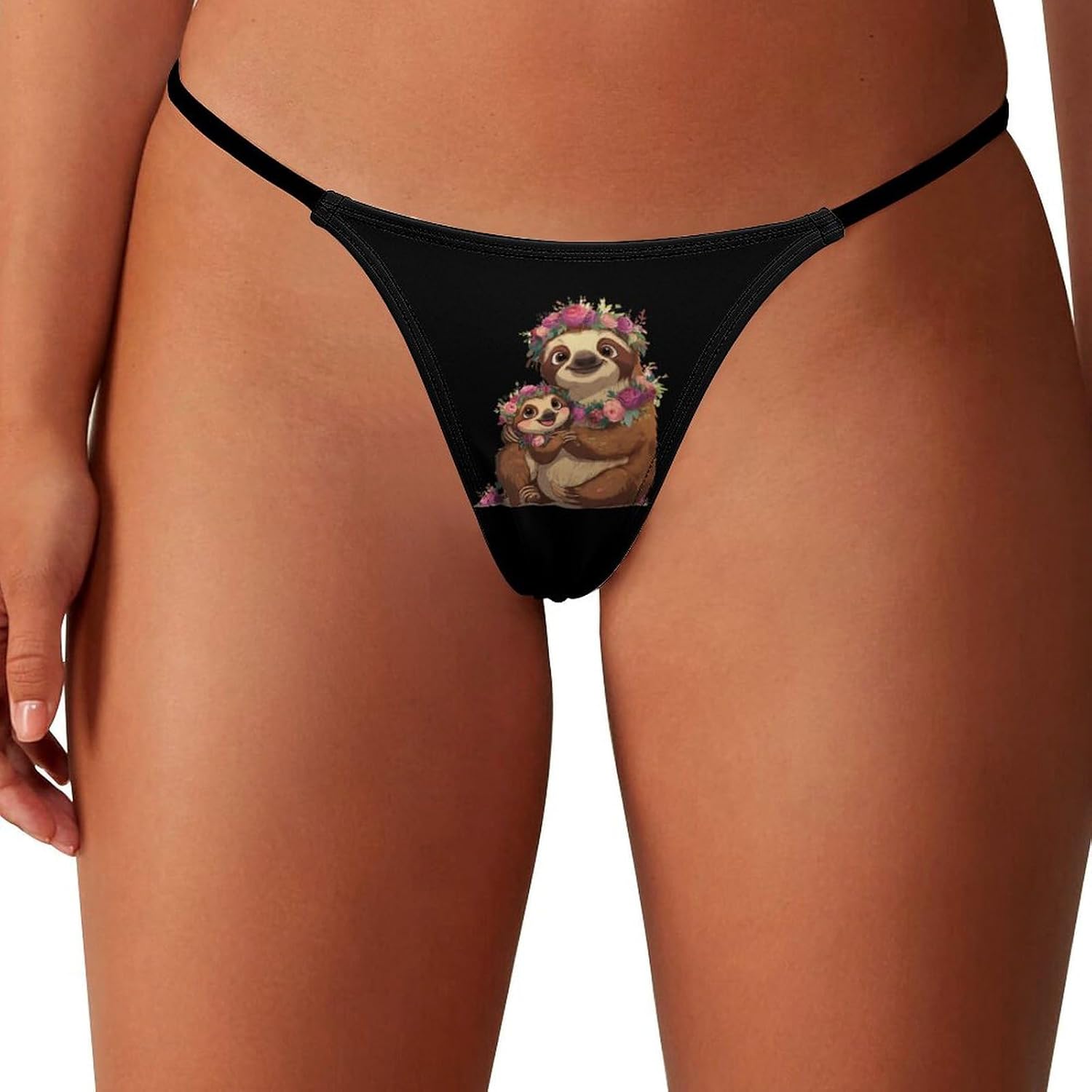 Cute Sloth Thongs for Women Underwear G-String Panties | Breathable,Low Rise Panties,T-back,Sexy,Briefs,No Show Thongs