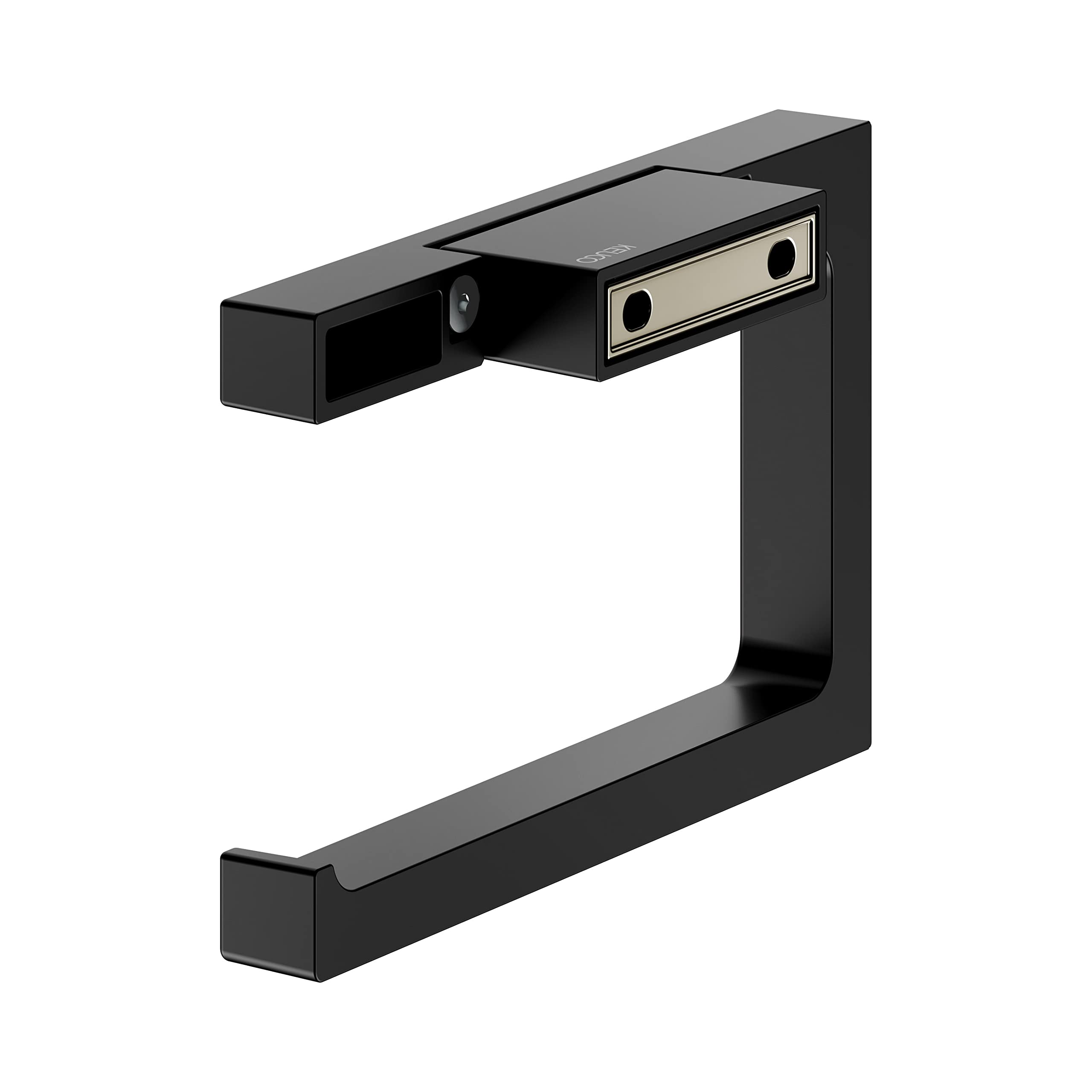 Keuco Edition 11 Portarrollos WC, Forma Abierta, Metal Negro Mate | Made in Germany, orientable, incl. tornillos y tacos, soporte para papel higiénico para taladrar