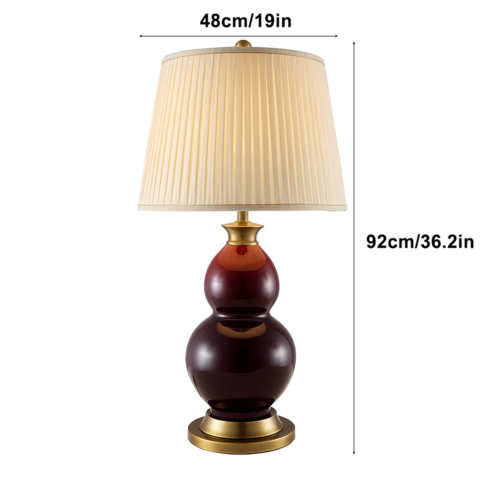 Lampa nocna Kreatywne lampy stołowe Ceramika Lampy nocne z abażurami z tkaniny Luksusowa tykwa Stolik nocny Lampa stołowa do domowego biura, 36,2"H Lampa stołowa do sypialni