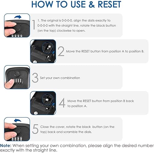 Miniatura 7 de GIVERARE Caja de seguridad, caja de seguridad con combinación de 4 dígitos, impermeable para exteriores, para almacenamiento de llaves de casa,