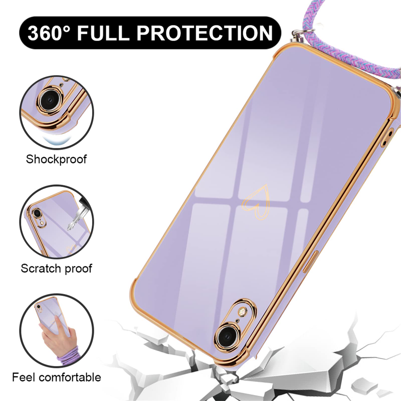 Coque IPhone XR Motif Cœur - Protection TPU Souple Antichoc Violet