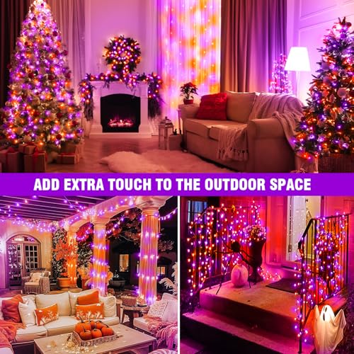 100' WASTROYAL Halloween Plug-in String Lights (Purple Orange or Warm White) - image 6