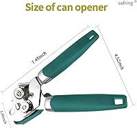 Vista 2 de Abrelatas manual, de mano de acero inoxidable resistente y resistente, mango cómodo, borde liso de hoja afilada, abrelatas con abrebotellas
