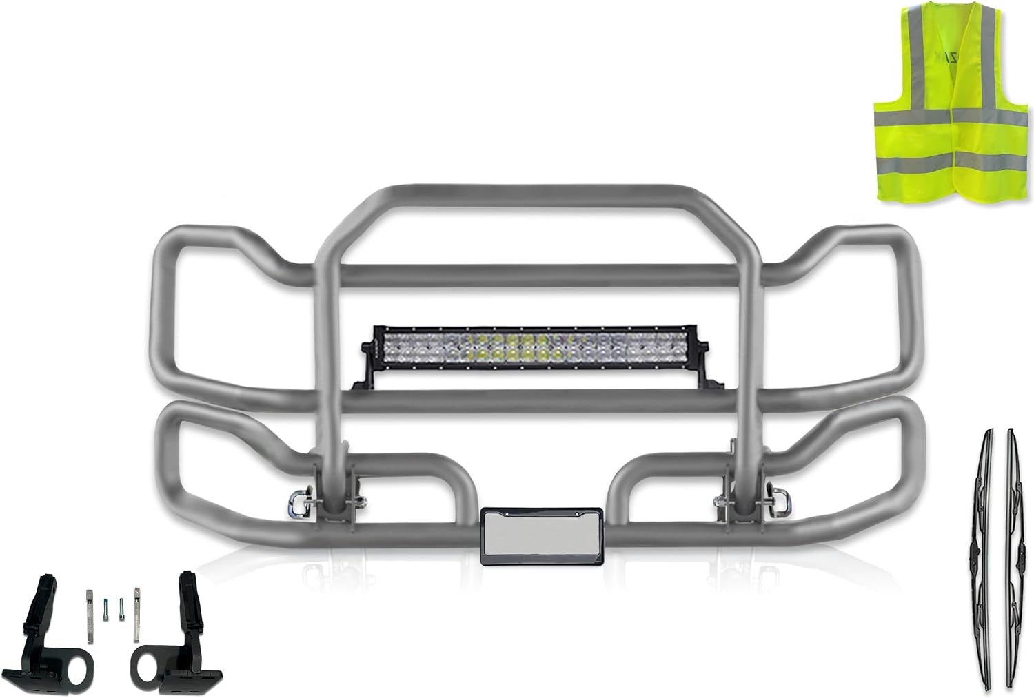 Front Grille Deer Bumper Guard Large for Semi Truck Compatible with Volvo VNL 2004-2017 (94"x40") + Bracket