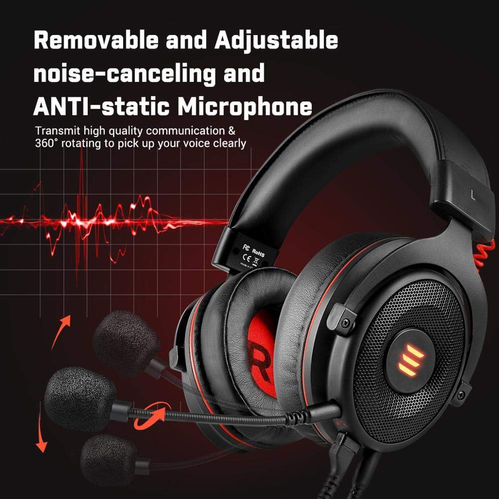 ADITAM Cuffie da gioco con cuffie da gioco cablate surround 7.1 virtuali con microfono con cancellazione del rumore per PC/Xbox/PS4 Double the comfort