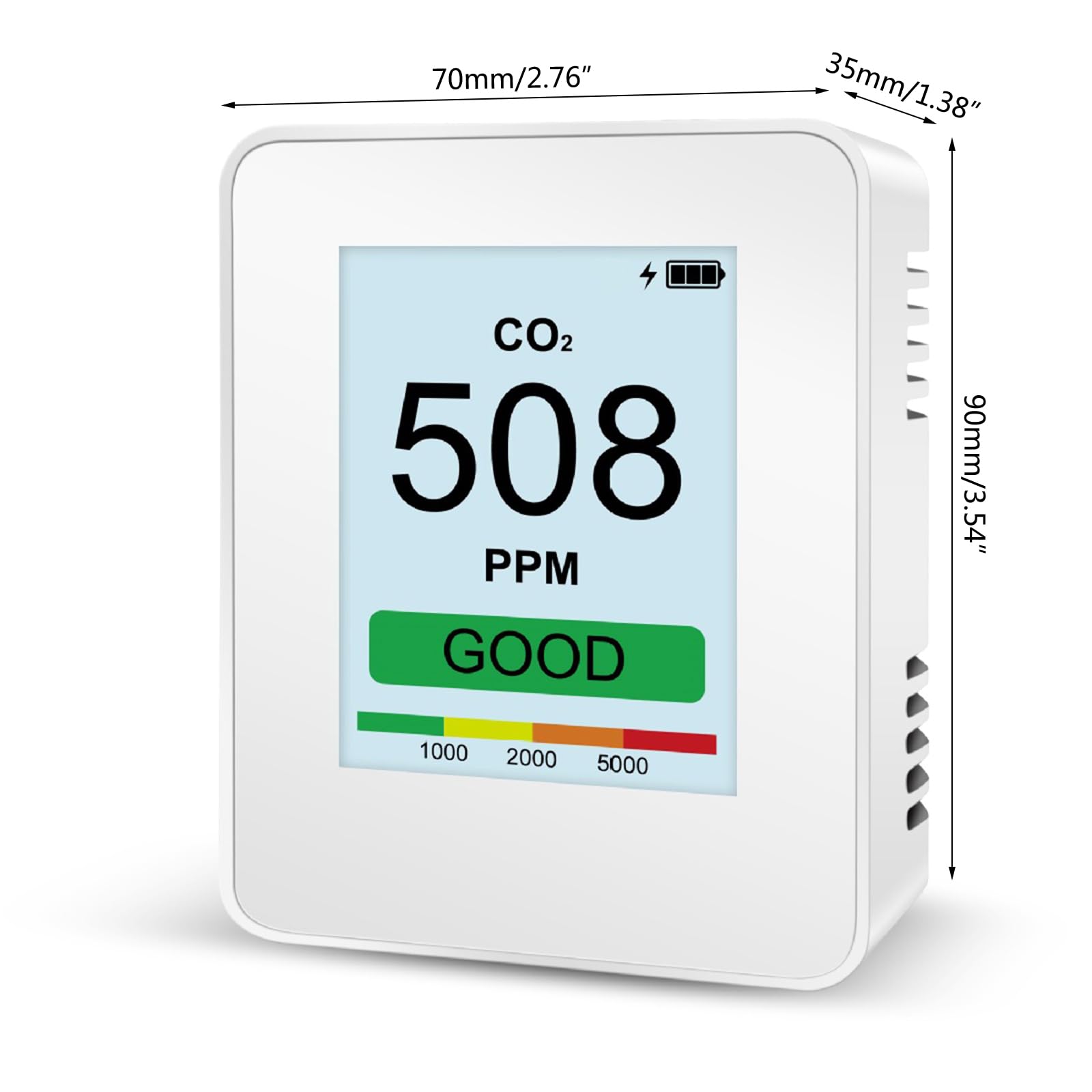 Probador de aire para interiores y habitaciones, detector de CO2, medidor de dióxido de carbono, sensor NDIR de 400-9999 ppm, detectores de dióxido de carbono para el hogar
