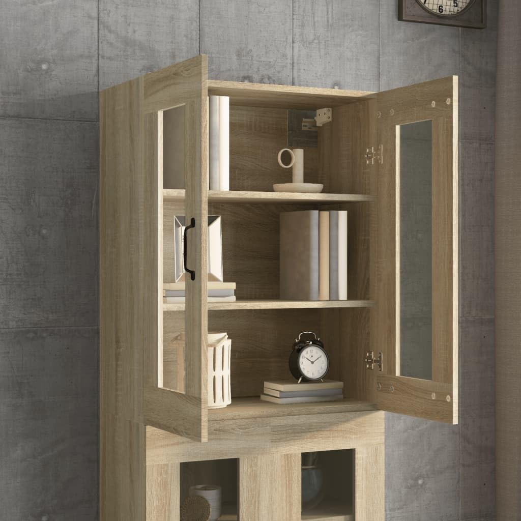 Armario colgante de roble Sonoma 69,5 x 34 x 90 cm, robusto armario de cocina de madera con mucho espacio de almacenamiento, montaje en pared o como accesorio para buffet, práctico