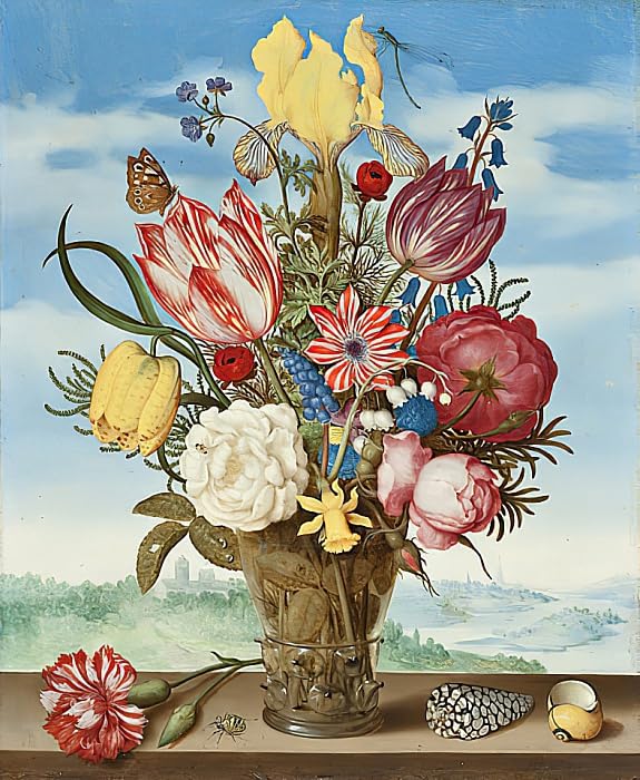 Poster sur toile fleurs Ambrosius Bosschaert 50x70cm pour decoration salon chaleureux