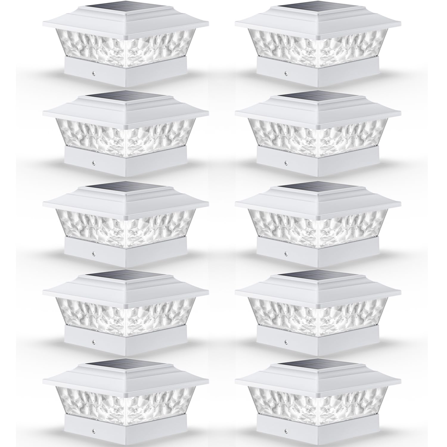 Siedinlar 4x4 Solar Post Lights Outdoor, 0121, White 10 Pack