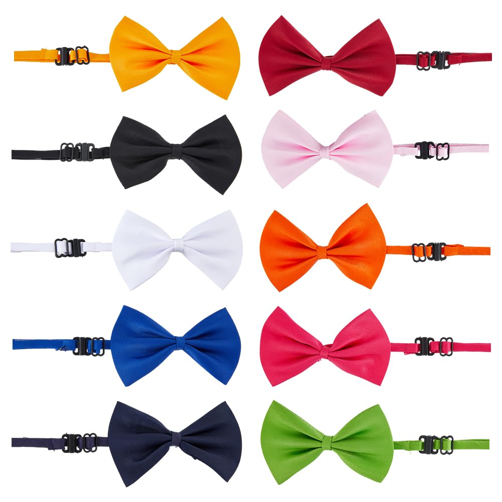 SUPERFINDINGS 10PCS 10 Colors Dog Bow Tie Polyester Cat Bow Tie Pets Collar Adjustable Bowknot Collar Puppy Neckties for Party Wedding Birthday Holiday Christmas Cosutmes