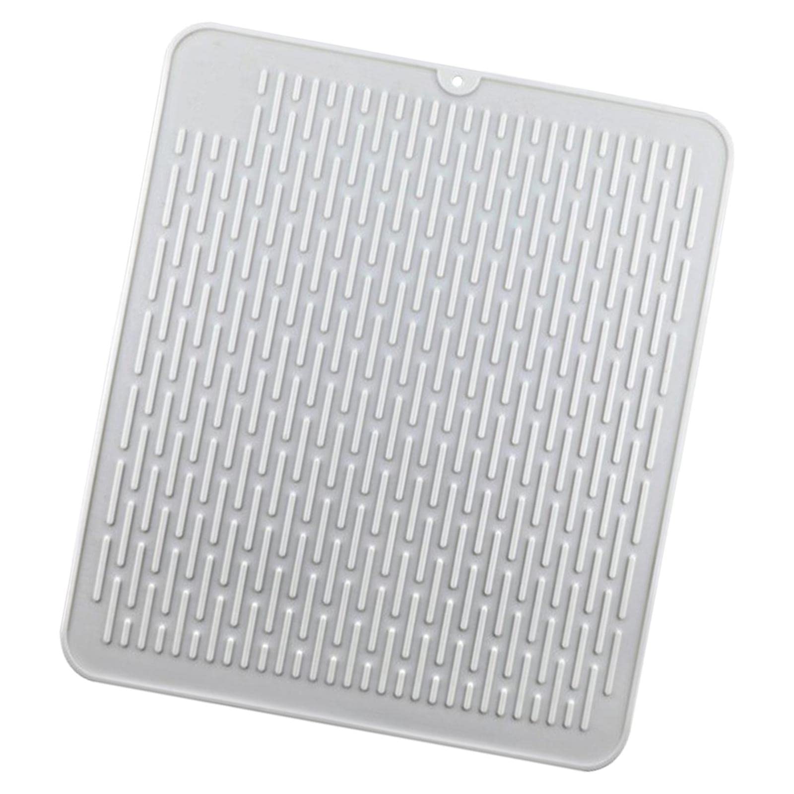 Hitzebeständige Silikon Abtropfmatte 45 x 40 cm 2er Set rutschfest Weiß Küchenspüle Matte für Geschirr Leicht zu reinigen Flexibel Antibakteriell