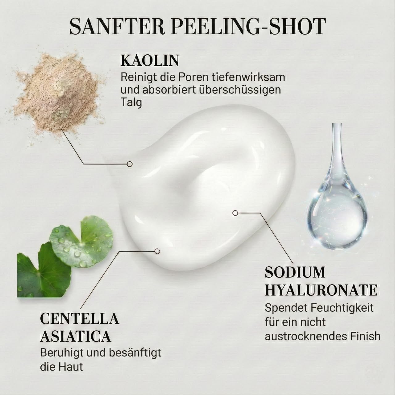 Peel Shot - Vulkan & Weisser Ton - Sanfte Porenreinigung & Tiefenpflege mit Centella & Hyaluron - Gegen Mitesser - 100ml (1x Vulkanerde + 1x Französische Tonerde, 1+1 Duo Basis Lab)