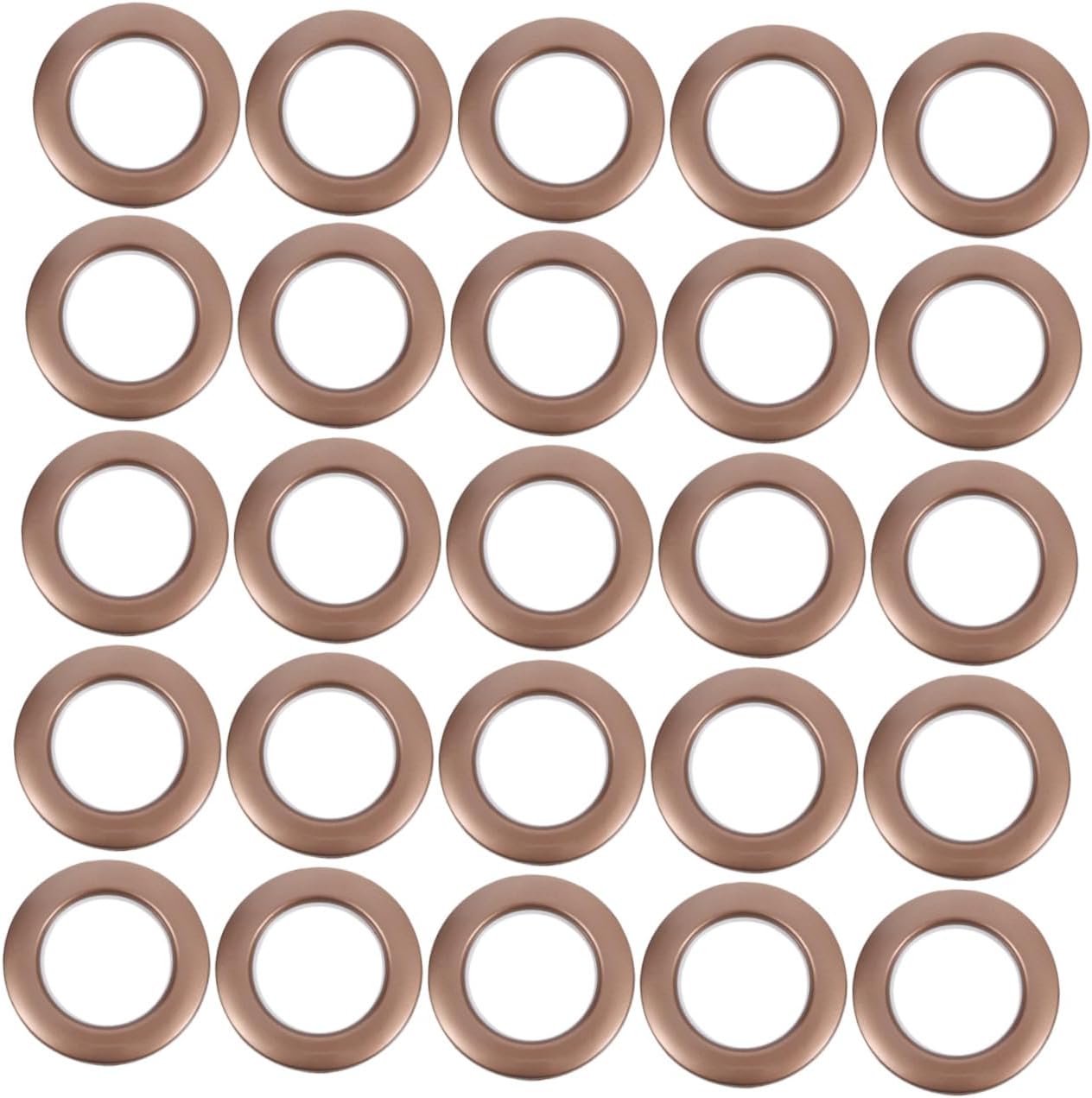 75pcs Coffee Color Plastic Curtain Grommet Rings with 38mm Inner Diameter, Reusable Silent Sliding Roman Rings for Window Drapery and Sheer Curtains