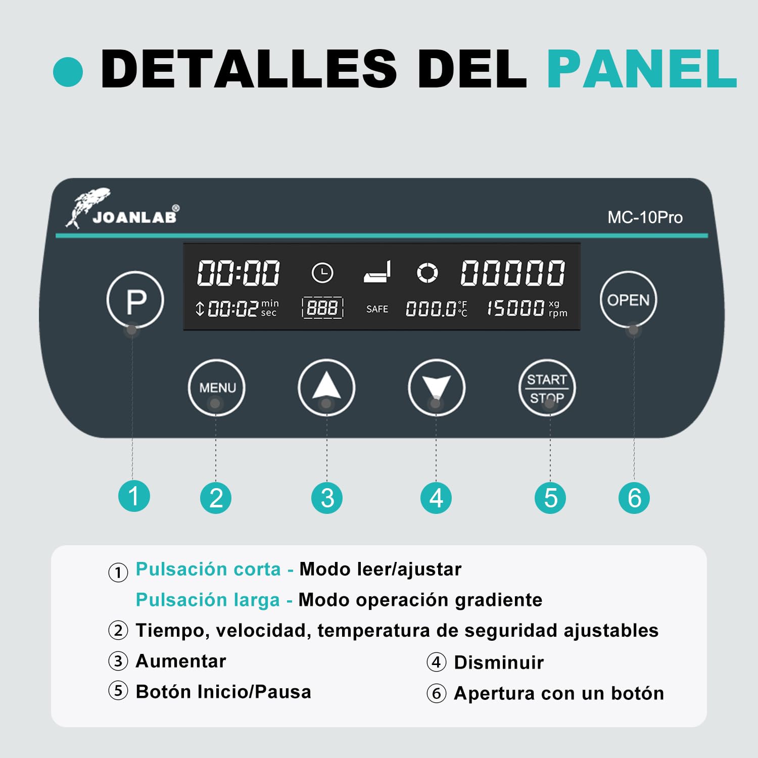 JOANLAB Microcentrífuga de Alta Velocidad 10000 RPM, Pantalla LCD - con Rotor Micro (40mm, Φ1.5mm) y Rotor para Tubos 0,2/0,5/1,5/2ml, para Laboratorio