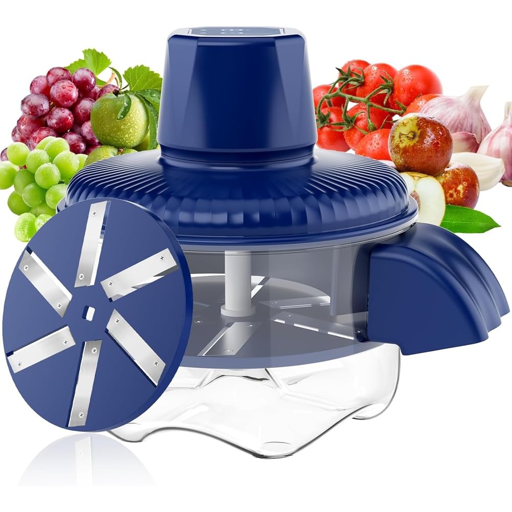 Hndhbfgrt Automatic Peeling Machine, Rechargeable Wireless, Upgraded 6 Leaf Blade Electric Grape, Cherry Tomato& Garlic Peeler