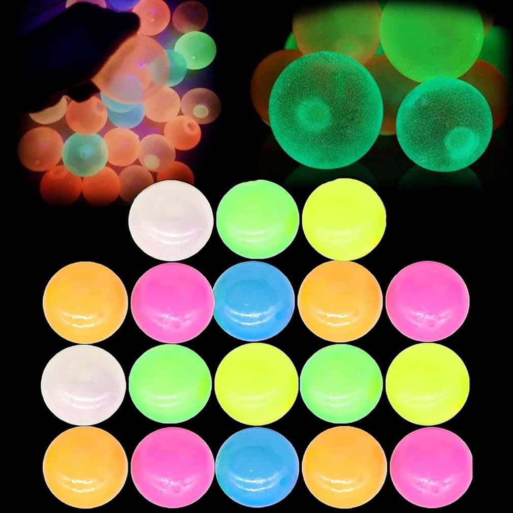 Glorbs 18PCS Sticky Balls - Luminous Ceiling Balls, Stress Relief Fidget Toys, Random Color